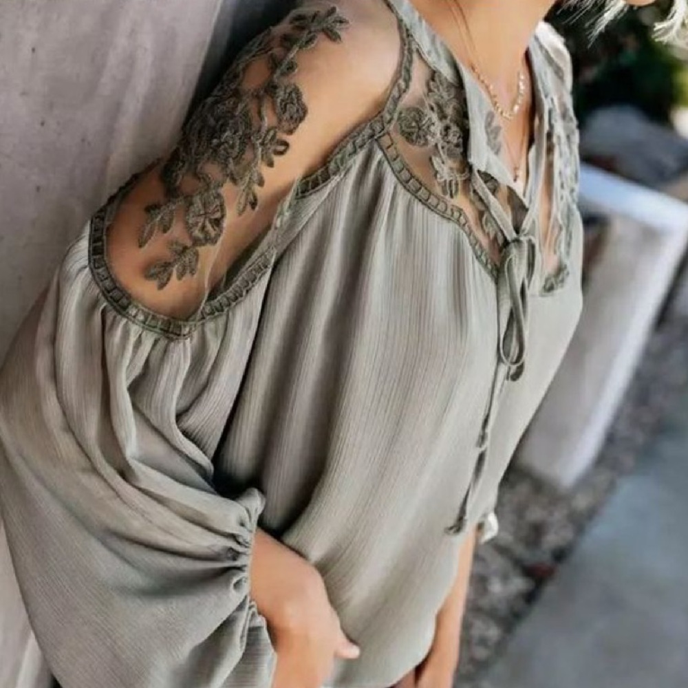 New Bohemian Embroidered Lace Top